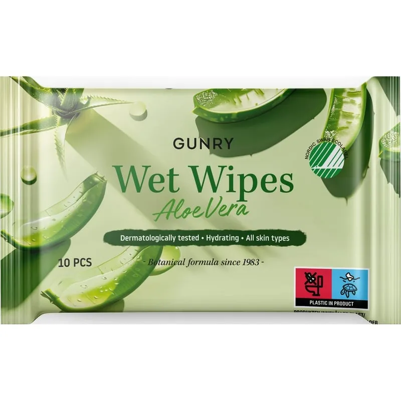 Bild 1 för Gunry Wet Wipes Aloe Vera 10 st