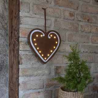 Produktfoto för Hängande dekoration MERRY - LED Pepparkakshjärta med inbyggd timer