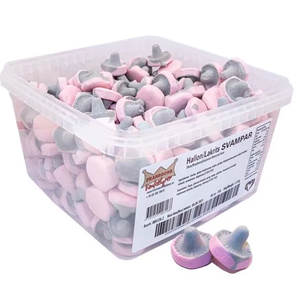 Alternativ bild 0 för Hallon & Lakrits Svamp Lösgodis 1 kg