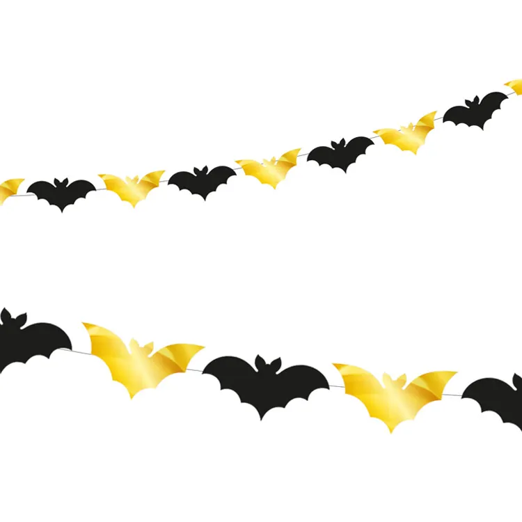 Alternativ bild 0 för Halloween Girlang Fladdermöss Guld & Svart 2,5m