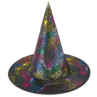 Produktfoto för Halloween Häxhatt Med Spindelnät Färgglad 38x32cm
