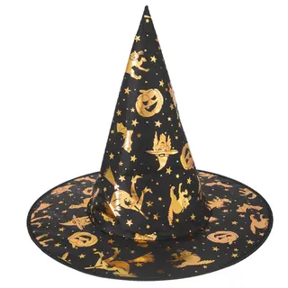 Produktfoto för Halloween Häxhatt Svart & Guld 38x32cm