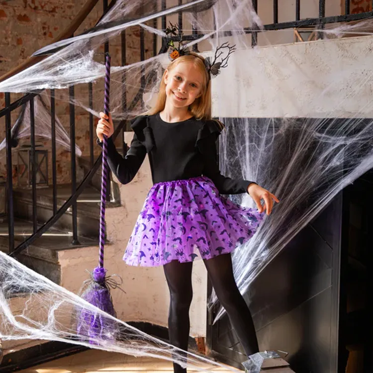 Alternativ bild 0 för Halloween Lila Tyllkjol Med LED 30cm