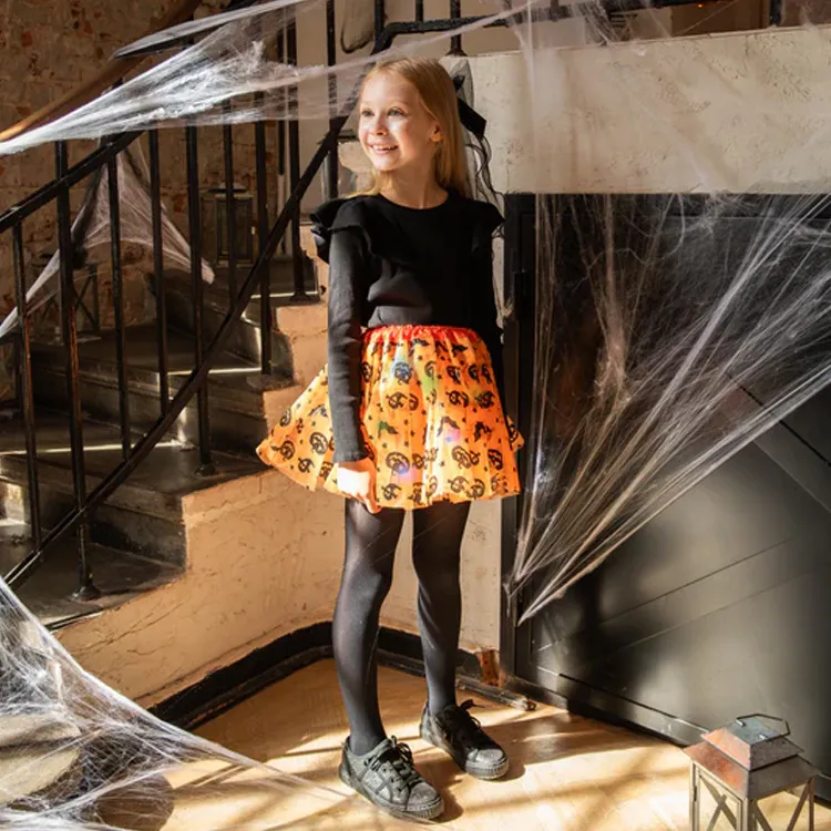 Alternativ bild 0 för Halloween Orange Tyllkjol Pumpor Med LED 30cm