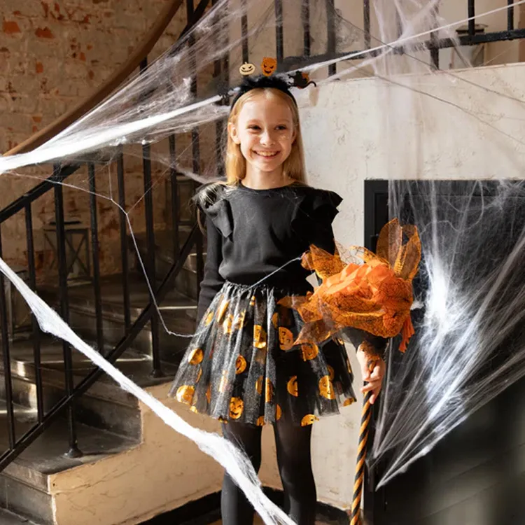 Alternativ bild 0 för Halloween Svart Tyllkjol Med Pumpor 30cm