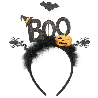 Produktfoto för Halloweendiadem/Hårband "BOO" Svart