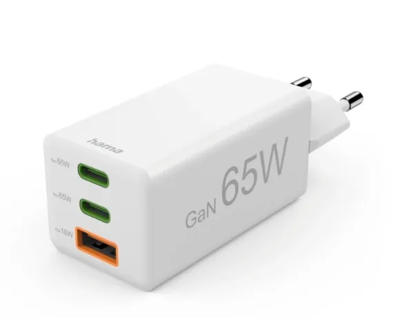 Alternativ bild 0 för Hama GaN Fast Charger 2x USB-C 1x USB-A 65W White