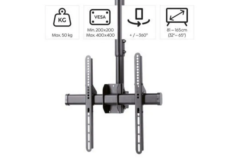 Bild 2 för Hama TV Ceiling Mount VESA up to 400x400 65" Black 65" 200 x 200 mm