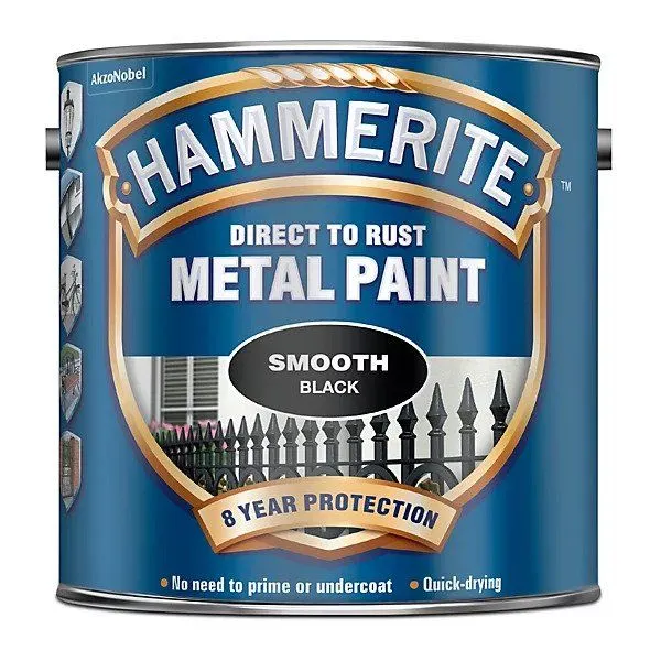 Alternativ bild 0 för Hammerite Hammarlack - Smooth Svart 2.5 l - Rostskyddsfärg / Metallfär