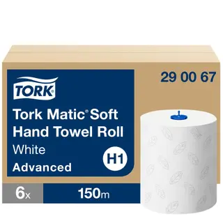 Produktfoto för Håndklæderuller Tork H1 Matic® Advanced Premium 2-lag hvid 150m - (6 ruller pr. karton)
