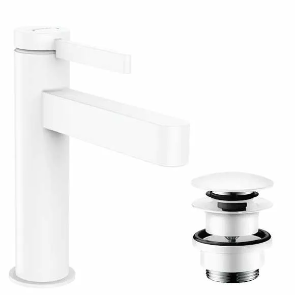 Alternativ bild 0 för hansGrohe Finoris 1-grebs håndvaskarmatur 110 med push-open bundventil mat hvid