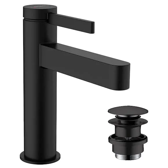 Alternativ bild 0 för hansGrohe Finoris 1-grebs håndvaskarmatur 110 med push-open bundventil mat sort