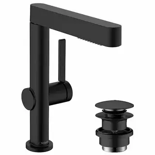 Produktfoto för hansgrohe Finoris 1-handblandare 230 med utdragbar dusch, 2-jet och push-open bottenventil matt so