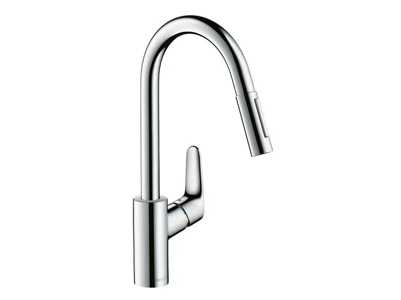 Alternativ bild 0 för hansGrohe Focus M41 köksblandare 240 med förlängning rostfritt stål fin.