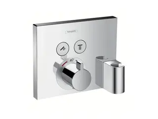 Produktfoto för hansGrohe ShowerSelect termostat med 2 utlopp och integrerad duschhållare och slanguttag