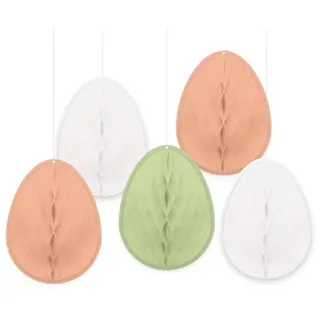 Produktfoto för Happy Easter Honeycomb Ägg Dekorationer 5-pack