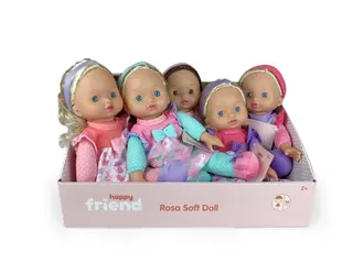 Produktfoto för Happy Friend Rosa Soft doll w/hair 30cm 6 asst. CD
