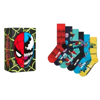 Alternativ bild 0 för Happy socks Strumpor 6P Marvel Spider Man and Venom Gift Set Svart mönstrad bomull Strl 41/46