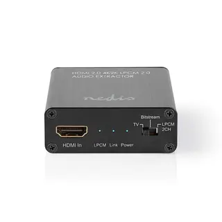 Produktfoto för HDMI Extractor, HDMI till HDMI/TosLink/1x 3.5 mm, 4K@60Hz, 18 Gbps