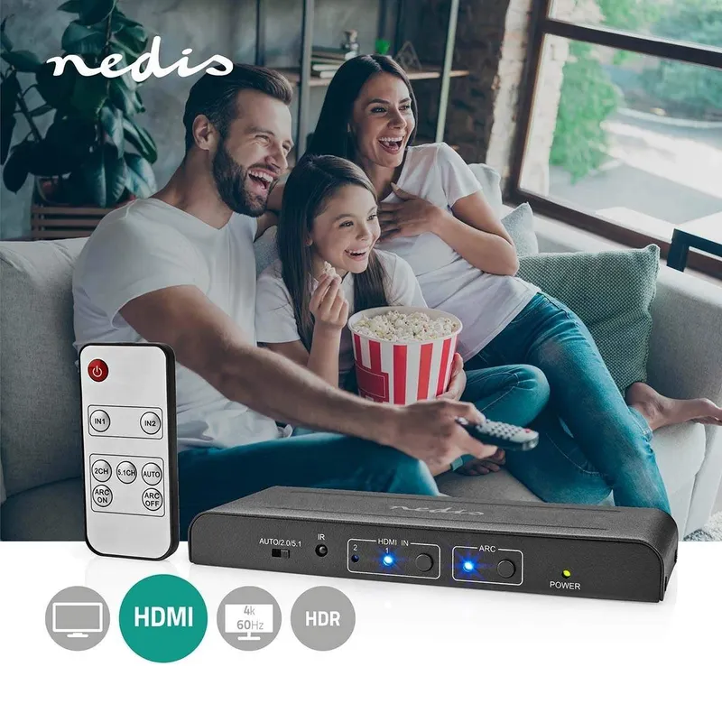 Bild 2 för HDMI Extractor, HDMI till HDMI/TosLink/2xRCA/3.5 mm, 4K@60Hz, 18 Gbps