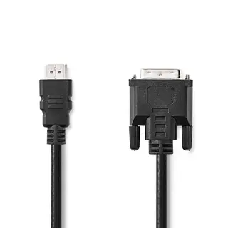 Produktfoto för HDMI kabel, HDMI till DVI-D 24+1-Pin Hane, 1080p, 2m