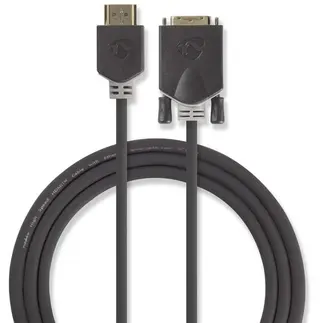 Produktfoto för HDMI kabel, HDMI till DVI-D 24+1-Pin Hane, 1080p, Guldplaterad, 2m
