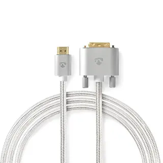 Produktfoto för HDMI kabel, HDMI till DVI-D 24+1-Pin Hane, 2560x1600, 2m