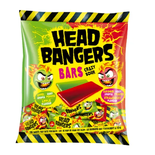 Alternativ bild 0 för Head Bangers Godisremsor Crazy Sour Äpple & Jordgubb