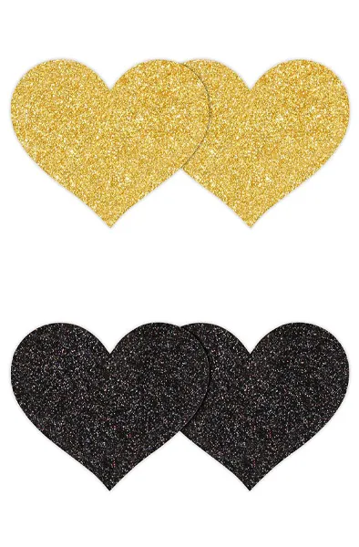 Bild 1 för Heart Nipple Covers Black/Gold 2 pair