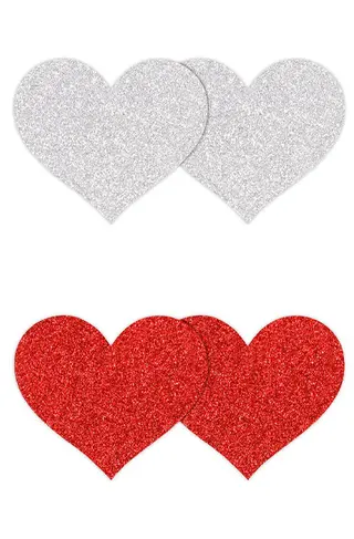 Produktfoto för Heart Nipple Covers Red/Silver 2 pair