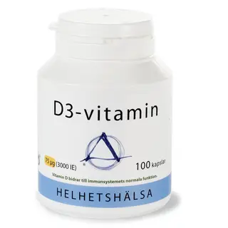 Produktfoto för Helhetshälsa D3-vitamin 75 µg/3000 IE 100 kapslar