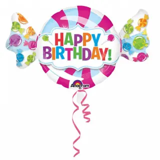Produktfoto för Heliumballon Happy Birthday - karamell 101 cm
