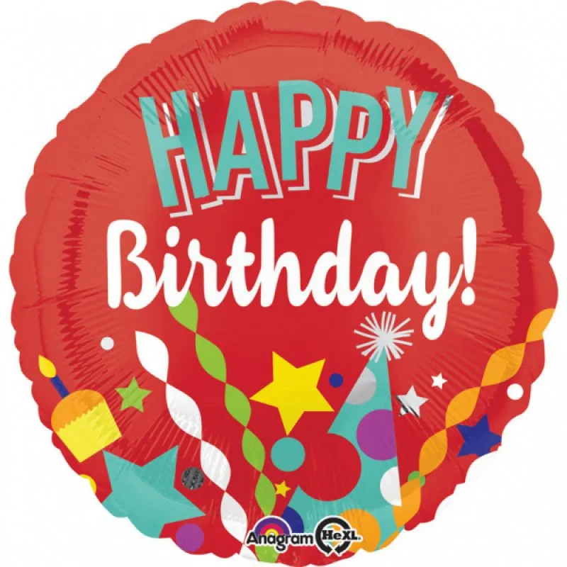 Alternativ bild 0 för Heliumballon Happy Birthday - röd födelsedag 45 cm