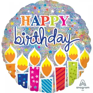 Produktfoto för Heliumballon Happy Birthday - tårtljus 81 cm