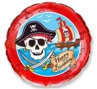 Alternativ bild 0 för Heliumballong pirat rund Happy Birthday