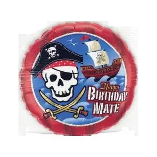 Produktfoto för Heliumballong pirat rund Happy Birthday mate!