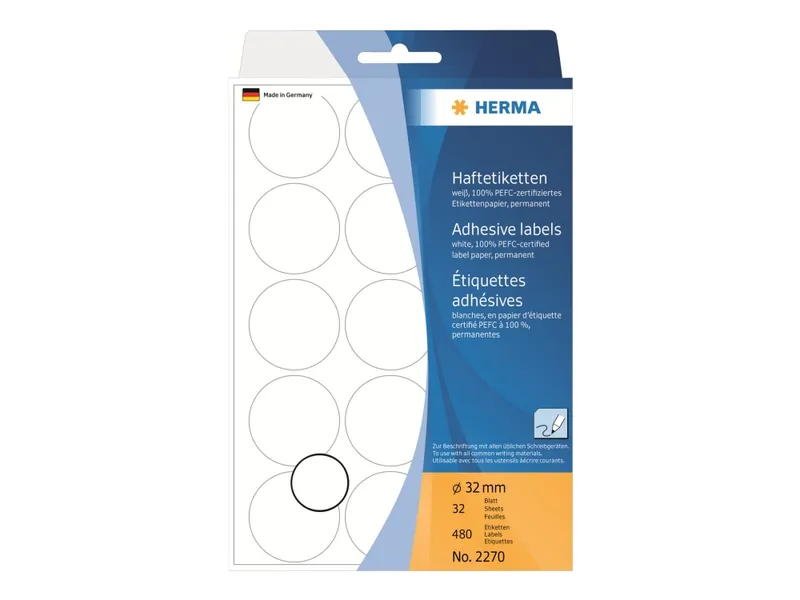 Alternativ bild 0 för Herma Etikett Allround 32mm vit