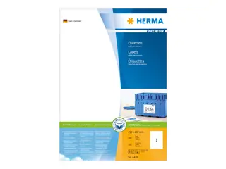 Produktfoto för HERMA Premium - Papper - matt - permanent självhäftande - vit - A4 (210 x 297 mm) 100 etikett (er) (100 ark x 1) laminerade etiketter