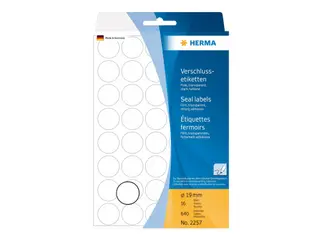 Produktfoto för HERMA - Tätningsetikett - 19 mm diameter - transparent - polyester (paket om 640)