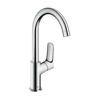 Produktfoto för HG Logis 210 HV-armatur med svart platta - m/swing munstycke krom