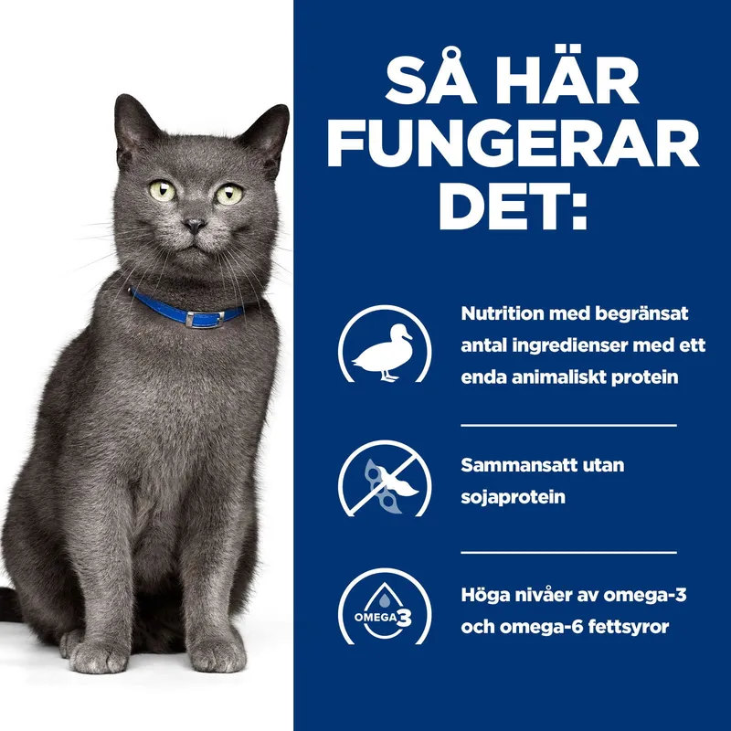 Bild 2 för Hill’s Prescription Diet Feline d/d Food Sensitivities Duck & Green Peas (1,5 kg)
