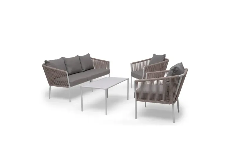 Bild 1 för Hillerstorp, Lersund soffgrupp vit/beige aluminium