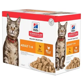 Produktfoto för Hill's Science Plan Cat Adult Chicken & Turkey 12x85 g