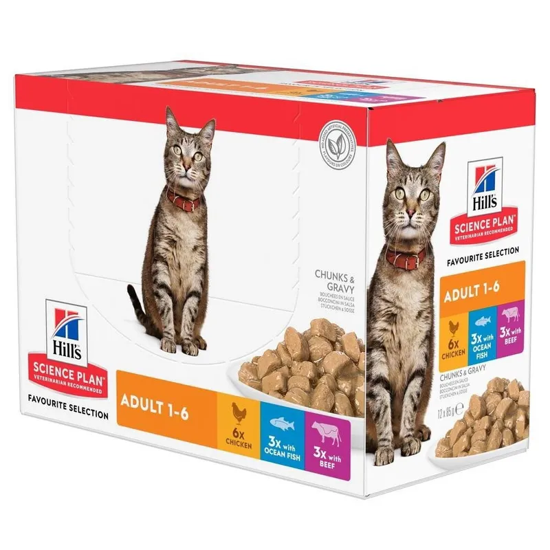 Bild 1 för Hill's Science Plan Cat Adult Chicken, Beef Ocean Fish 12x85 g
