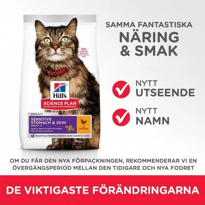 Bild 2 för Hill's Science Plan Cat Adult Sensitive Stomach & Skin Chicken (7 kg)
