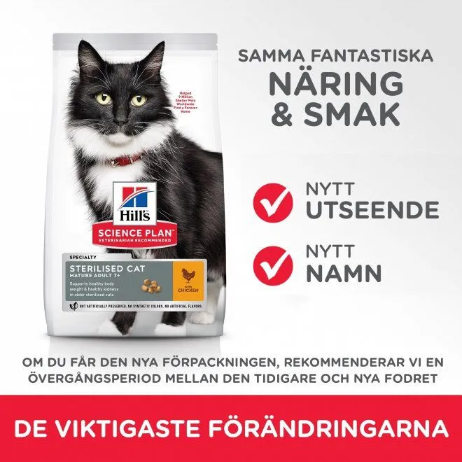 Bild 2 för Hill's Science Plan Cat Mature Adult 7+ Sterilised Chicken