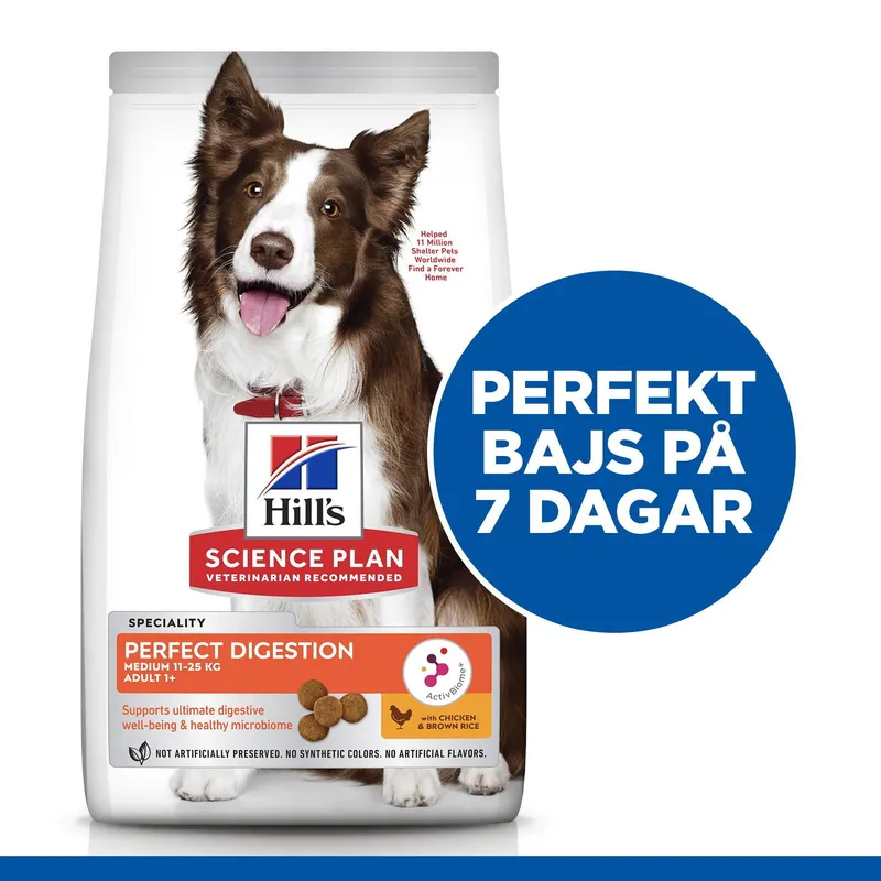 Bild 2 för Hill's Science Plan Dog Adult 1+ Medium Perfect Digestion Chicken & Brown Rice 14 kg