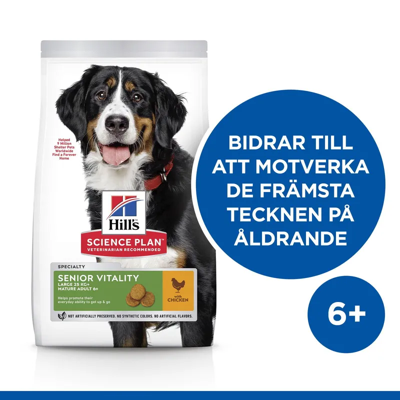 Bild 2 för Hill's Science Plan Dog Adult 7+ Senior Vitality Large Breed Chicken 14 kg