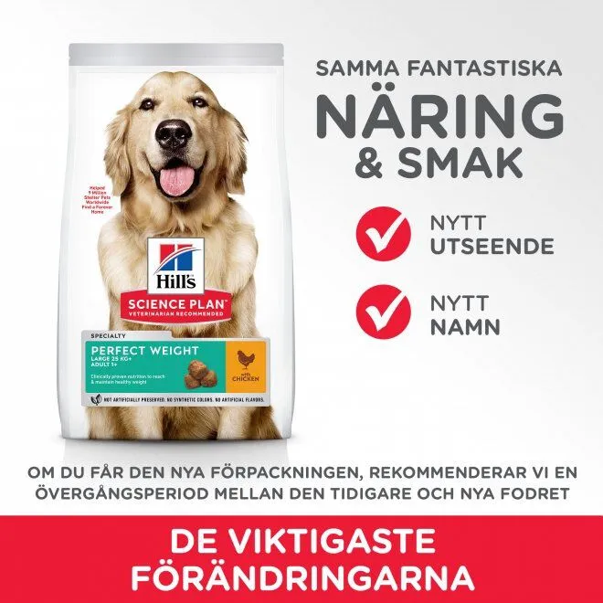 Bild 2 för Hill's Science Plan Dog Adult Perfect Weight Large Breed Chicken 12 kg