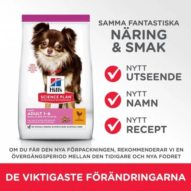 Bild 2 för Hill's Science Plan Dog Adult Small & Mini Light Chicken (1,5 kg)